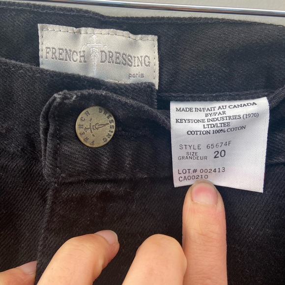 Vintage Cotton Black Denim Hi Rise Straight Leg Pleated Pocket Jean - Picture 4 of 5